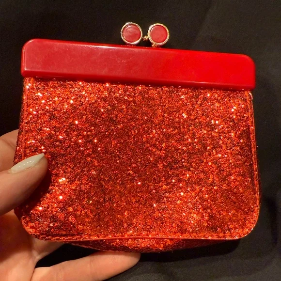 Miu Miu Red Glitter Kiss-lock snap Clutch/Coin Purse - Picture 12 of 16